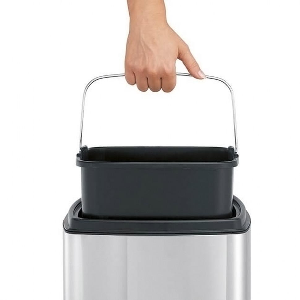 Brabantia Прямокутний сміттєвий бак 25 л глянсовий сталевий Touch Bin | https://grandposuda.com.ua