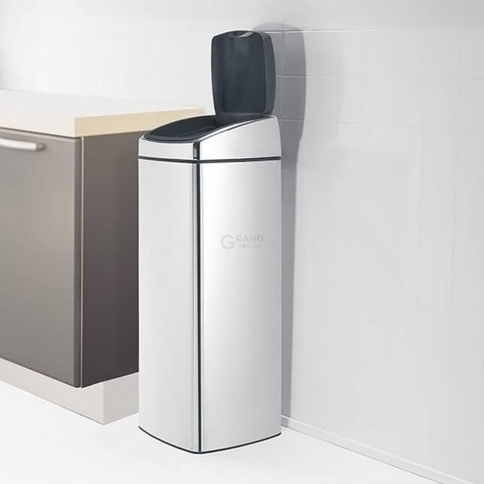 Brabantia Прямокутний сміттєвий бак 25 л глянсовий сталевий Touch Bin | https://grandposuda.com.ua