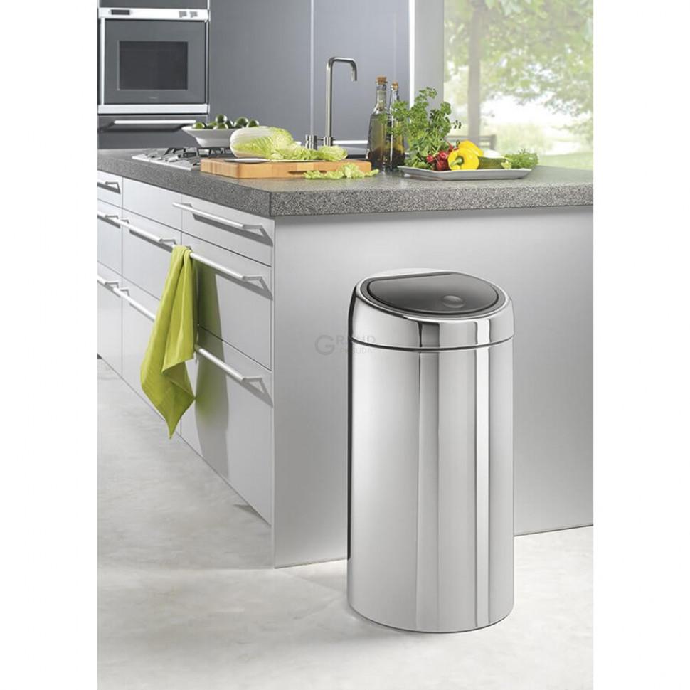 Brabantia Мусорный бак 45 л глянцевая сталь Touch Bin | https://grandposuda.com.ua