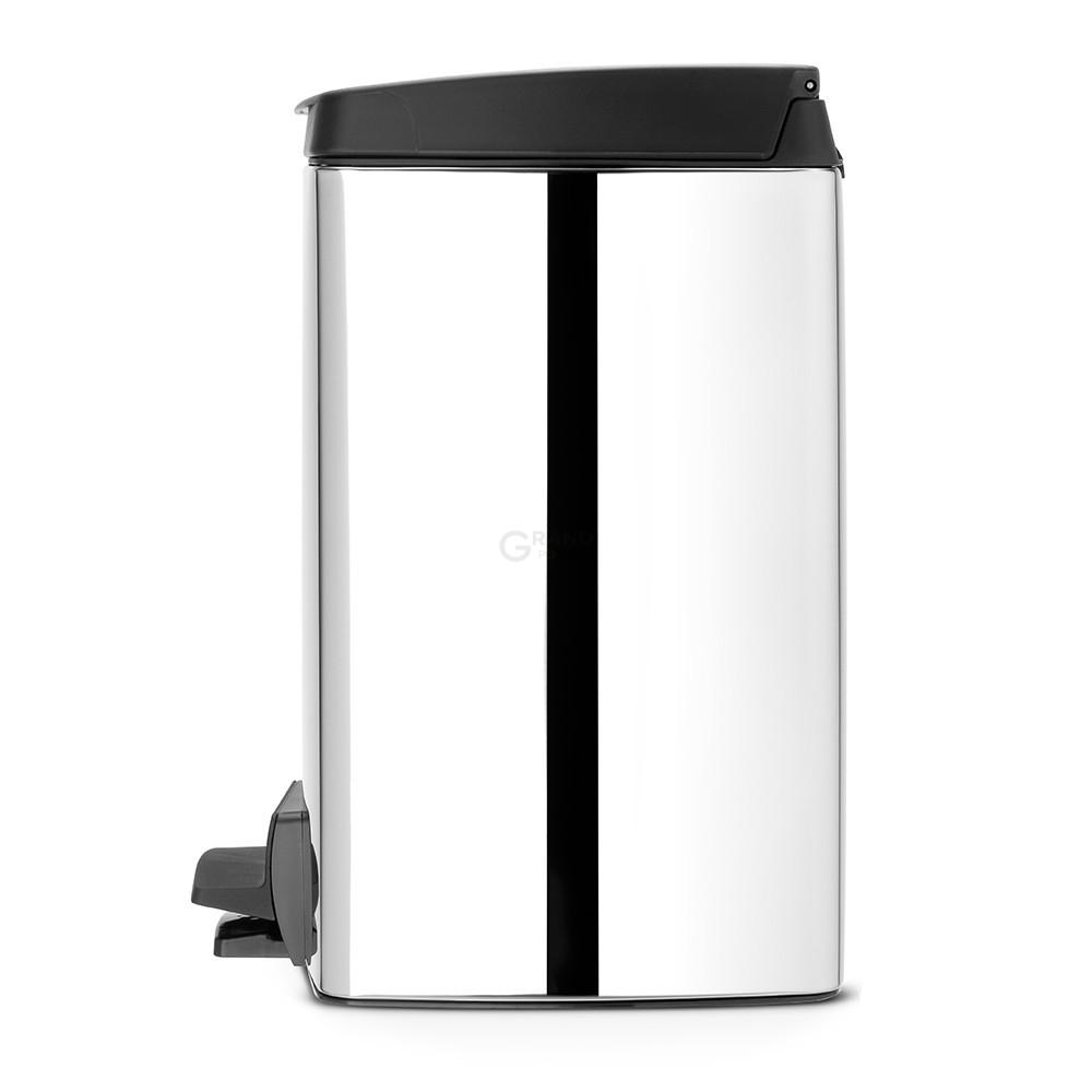 Brabantia Прямоугольный мусорный бак с педалью 10 л бесшумный стальной глянцевый Pedal Bin | https://grandposuda.com.ua