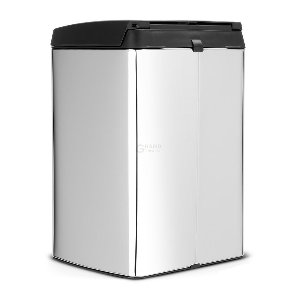 Brabantia Прямоугольный мусорный бак с педалью 10 л бесшумный стальной глянцевый Pedal Bin | https://grandposuda.com.ua