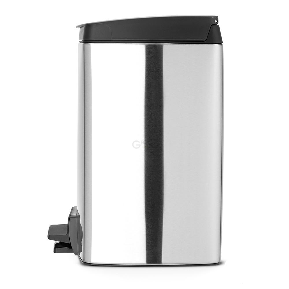Brabantia Прямоугольный мусорный бак с педалью 10 л бесшумный матовая сталь Pedal Bin | https://grandposuda.com.ua