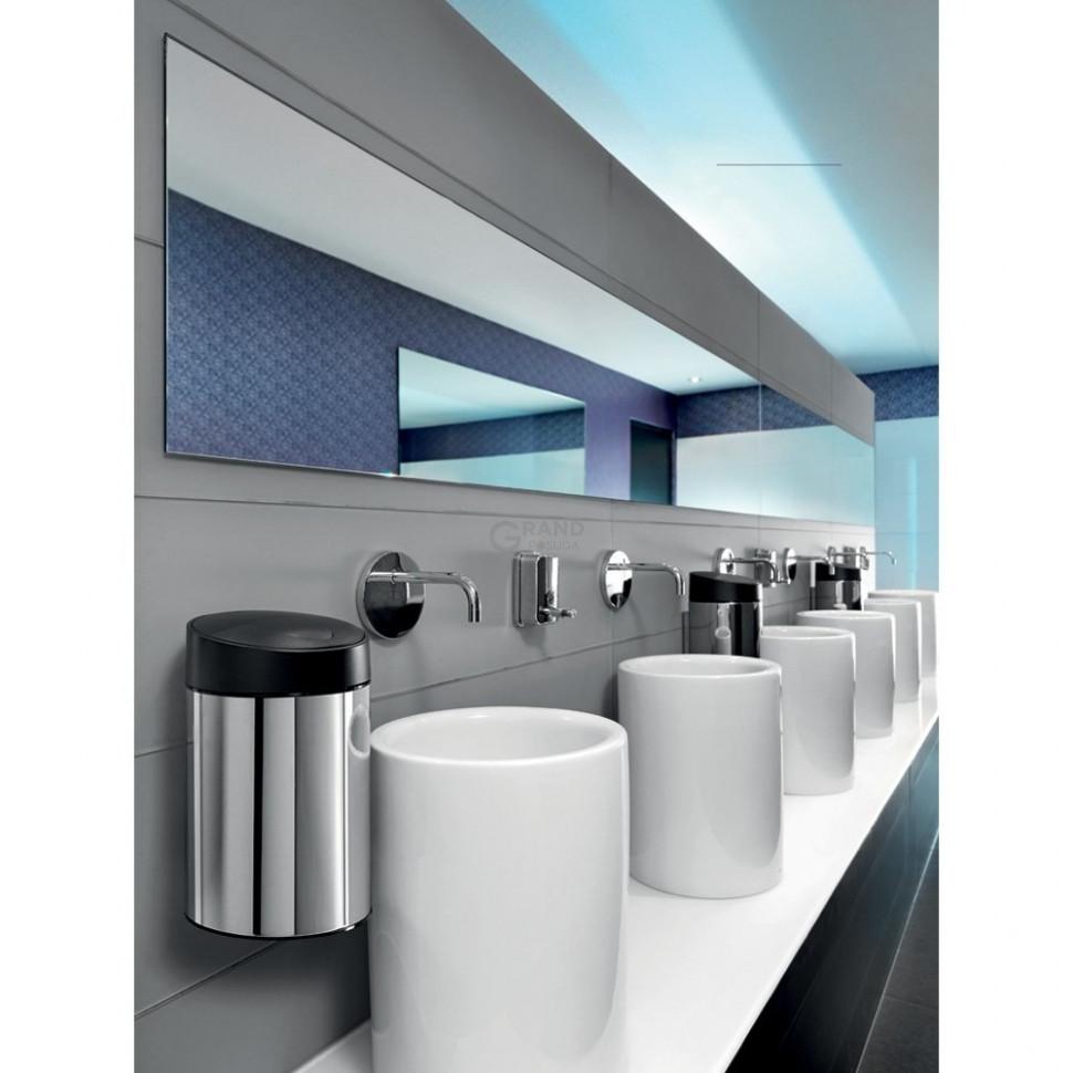 Brabantia Мусорный бак 5 л глянцевый стальной, черная пластиковая крышка Slide Bin | https://grandposuda.com.ua
