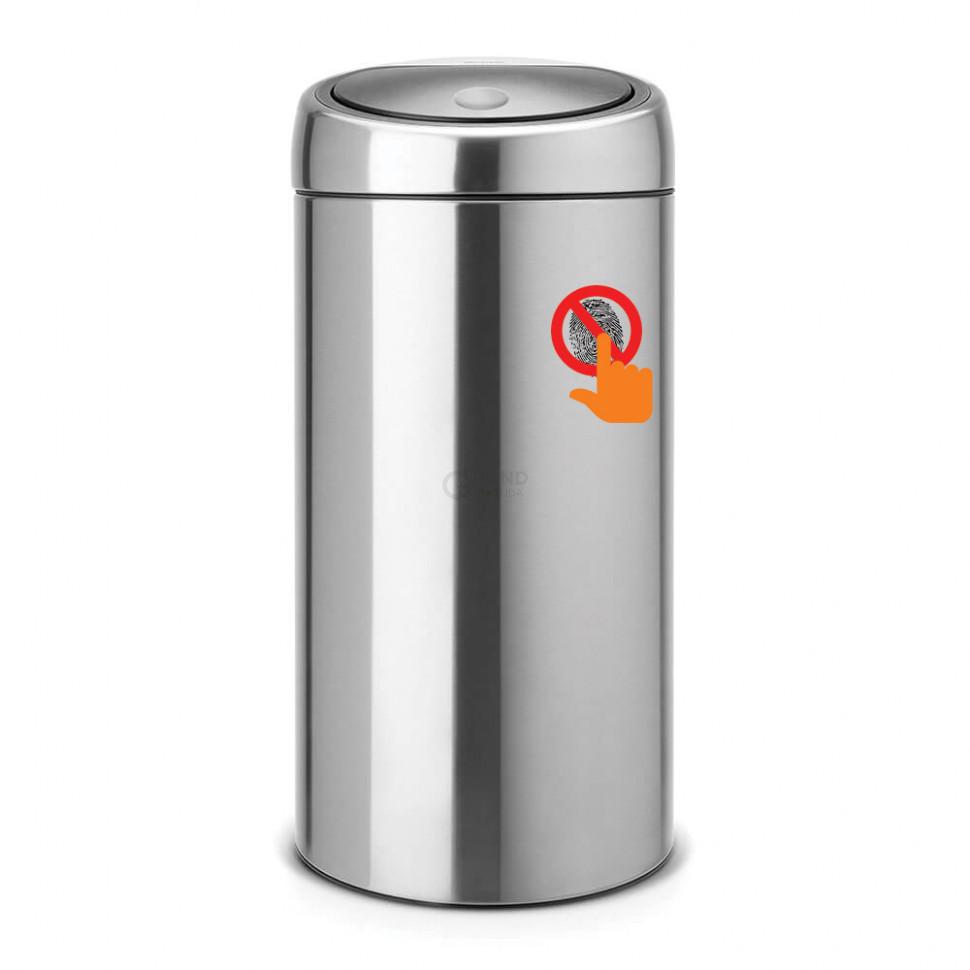 Brabantia Двосекційний сміттєвий бак 2 х 20 л, матова сталь із захистом від відбитків пальців, 2 пластикових внутрішніх відра Touch Bin | https://grandposuda.com.ua