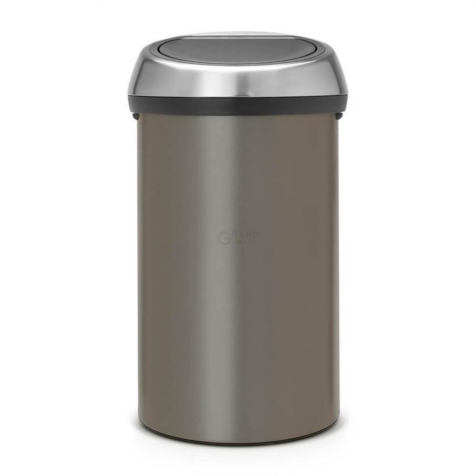 Brabantia Сміттєвий бак 60 л платиновий, матова кришка Touch Bin | https://grandposuda.com.ua