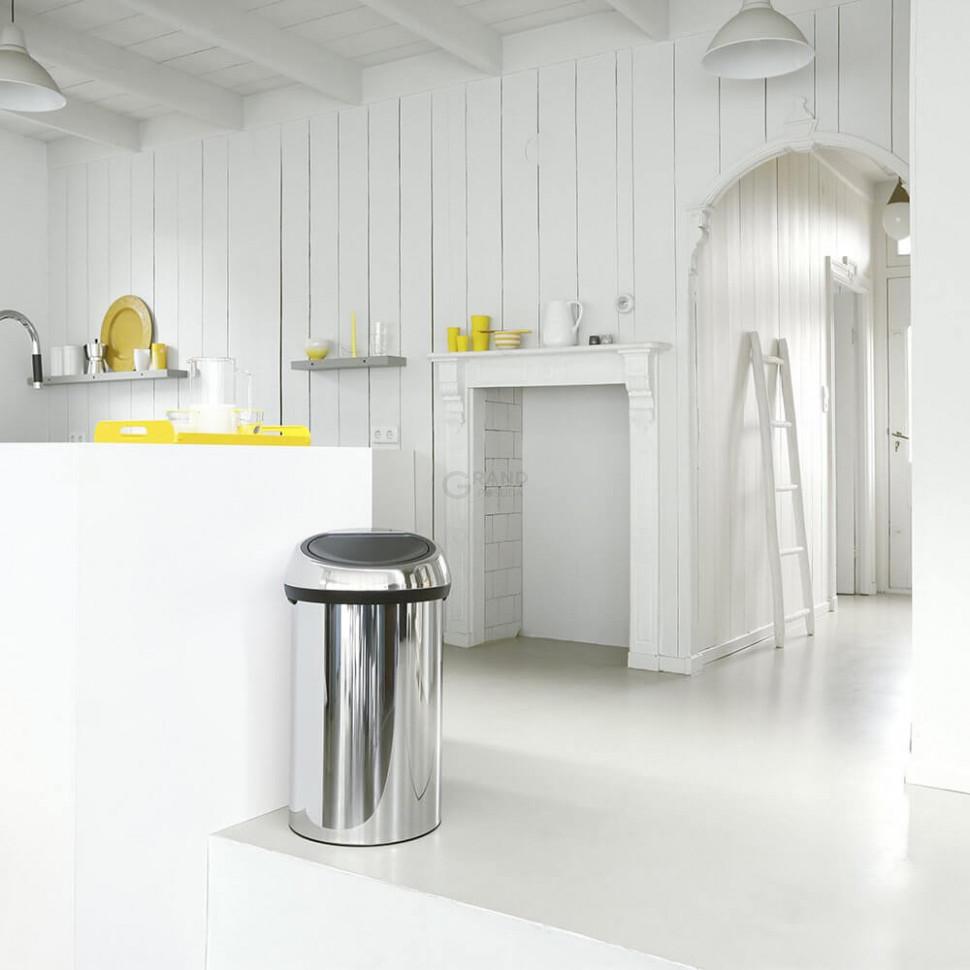 Brabantia Сміттєвий бак 60 л глянсовий сталевий Touch Bin | https://grandposuda.com.ua