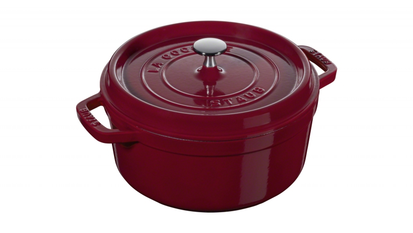 Staub Кастрюля / жаровня 18 см с крышкой бордовая | https://grandposuda.com.ua