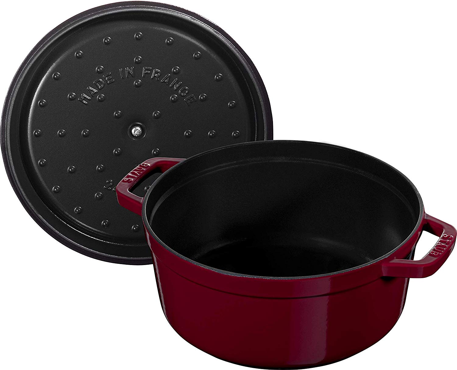 Staub Кастрюля / жаровня 24 см с крышкой бордовая | https://grandposuda.com.ua