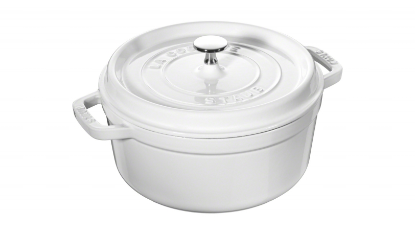 Staub Кастрюля / жаровня 26 см с крышкой weiß | https://grandposuda.com.ua