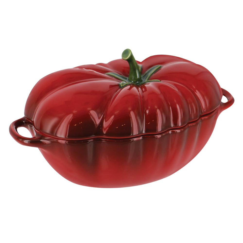Staub Кастрюля / жаровня в форме помидора 19 см керамическая Cherry | https://grandposuda.com.ua