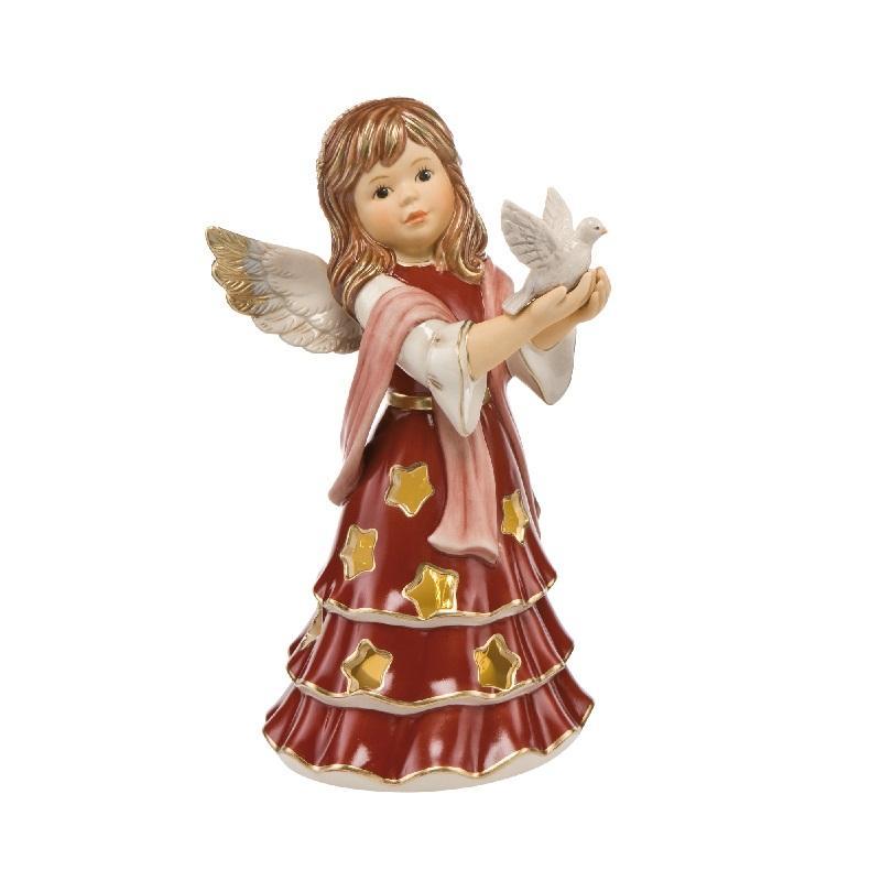 Goebel Фигурка “Ангел мира” с чайной свечой “Weihnachtsengel bordeaux Engelsfiguren” | https://grandposuda.com.ua