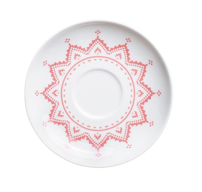 Kahla Блюдце к чашке для кофе 15 см, красное Cross Stitch | https://grandposuda.com.ua