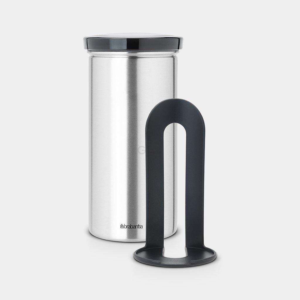 Brabantia Емкость для хранения чая/кофе в чалдах матовая сталь, серая крышка | https://grandposuda.com.ua