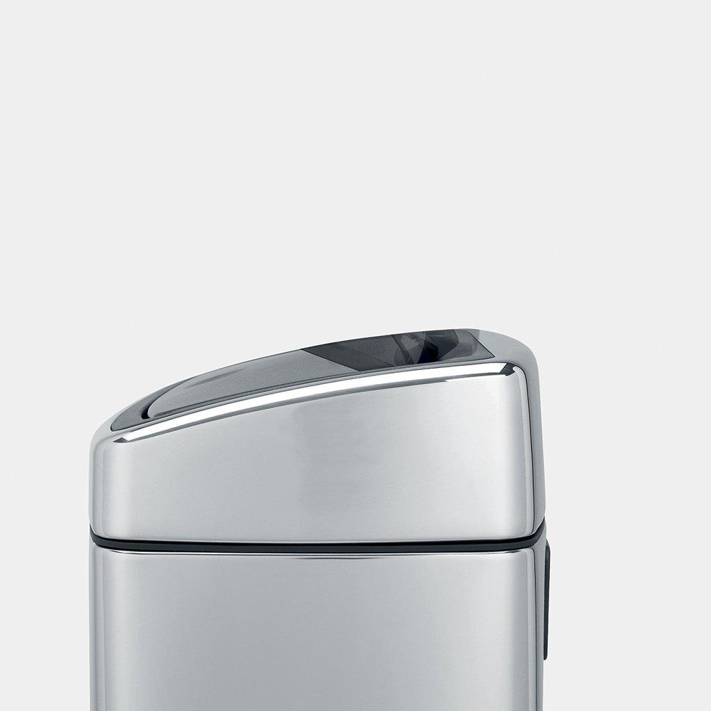 Brabantia Прямоугольный мусорный бак 10 л глянцевый стальной Touch Bin | https://grandposuda.com.ua