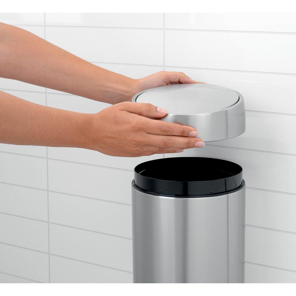 Brabantia Мусорный бак 5 л матовый стальной с защитой от отпечатков пальцев Slide Bin | https://grandposuda.com.ua