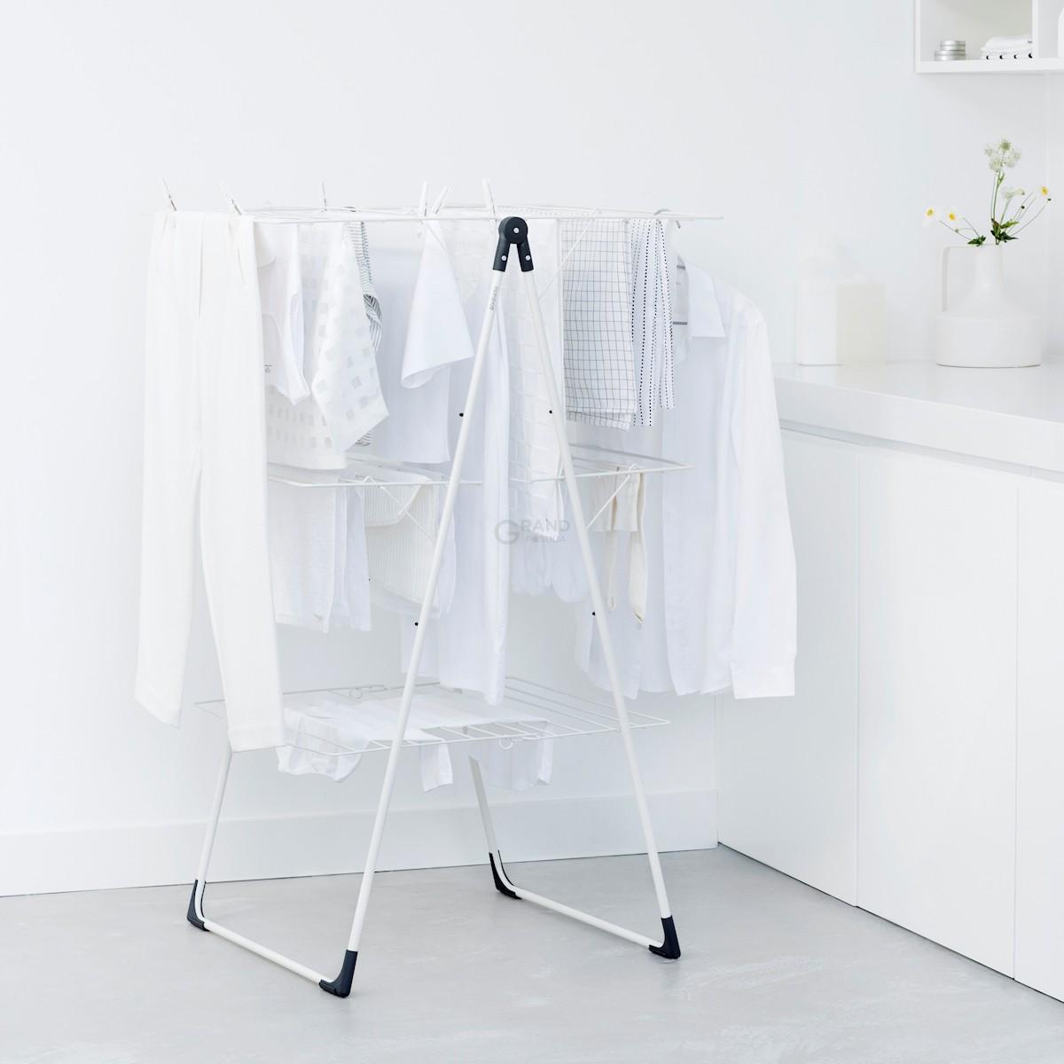 Brabantia Трехъярусная напольная сушилка 23 м навески слоновая кость | https://grandposuda.com.ua