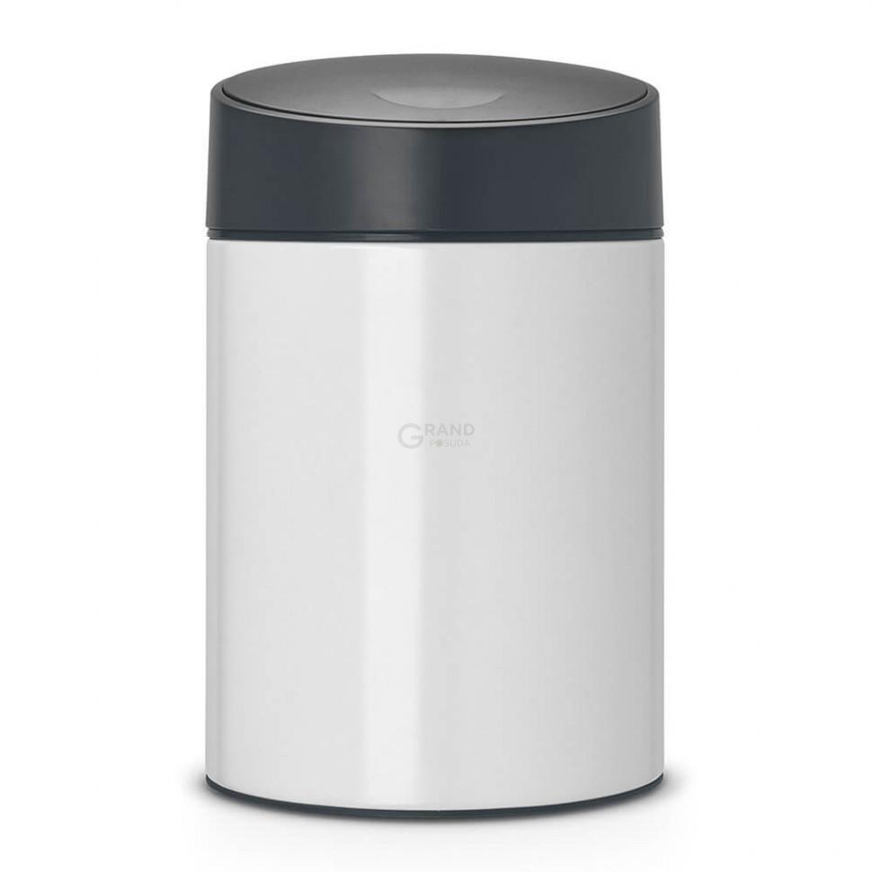 Brabantia Мусорный бак 5 л белый, черная пластиковая крышка Slide Bin | https://grandposuda.com.ua