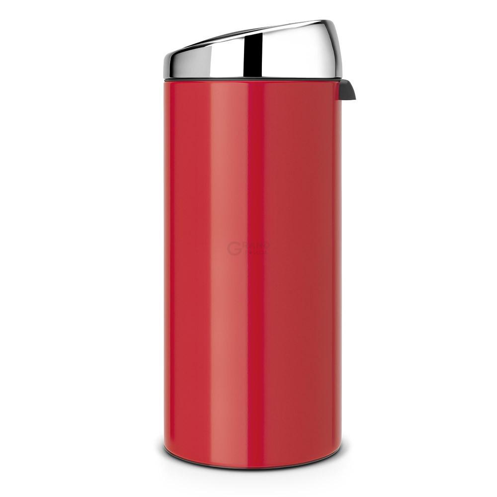 Brabantia Мусорный бак 30 л красный стальная крышка Touch Bin | https://grandposuda.com.ua