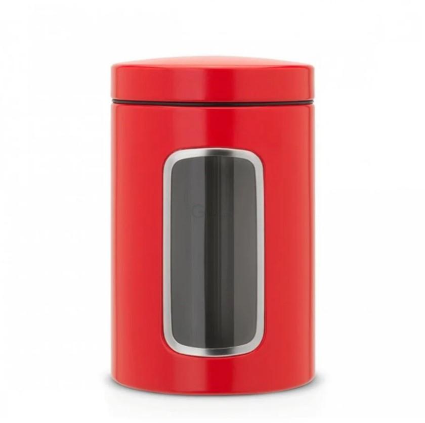 Brabantia Ємність для зберігання сипучих продуктів з вікном 1,4 л червона | https://grandposuda.com.ua