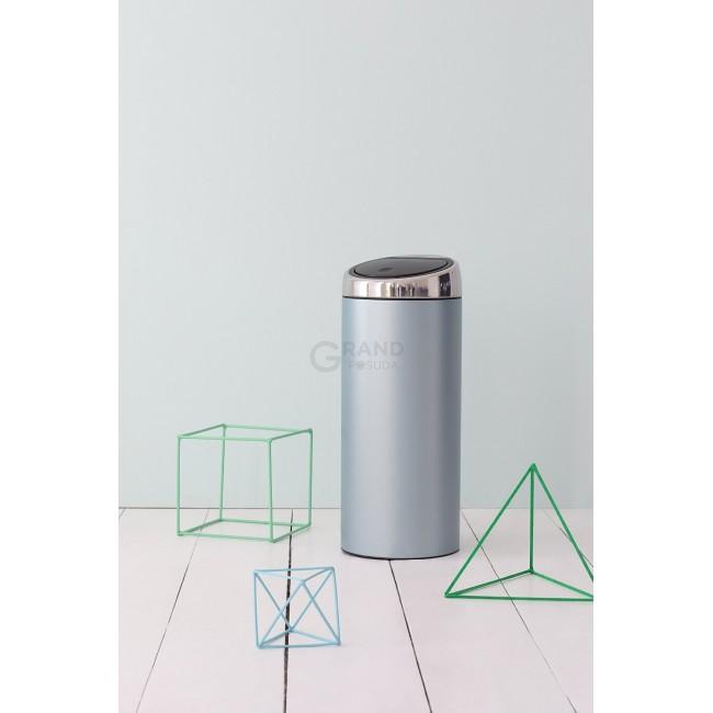 Brabantia Мусорный бак 30 л мятный металлик стальная крышка Touch Bin | https://grandposuda.com.ua