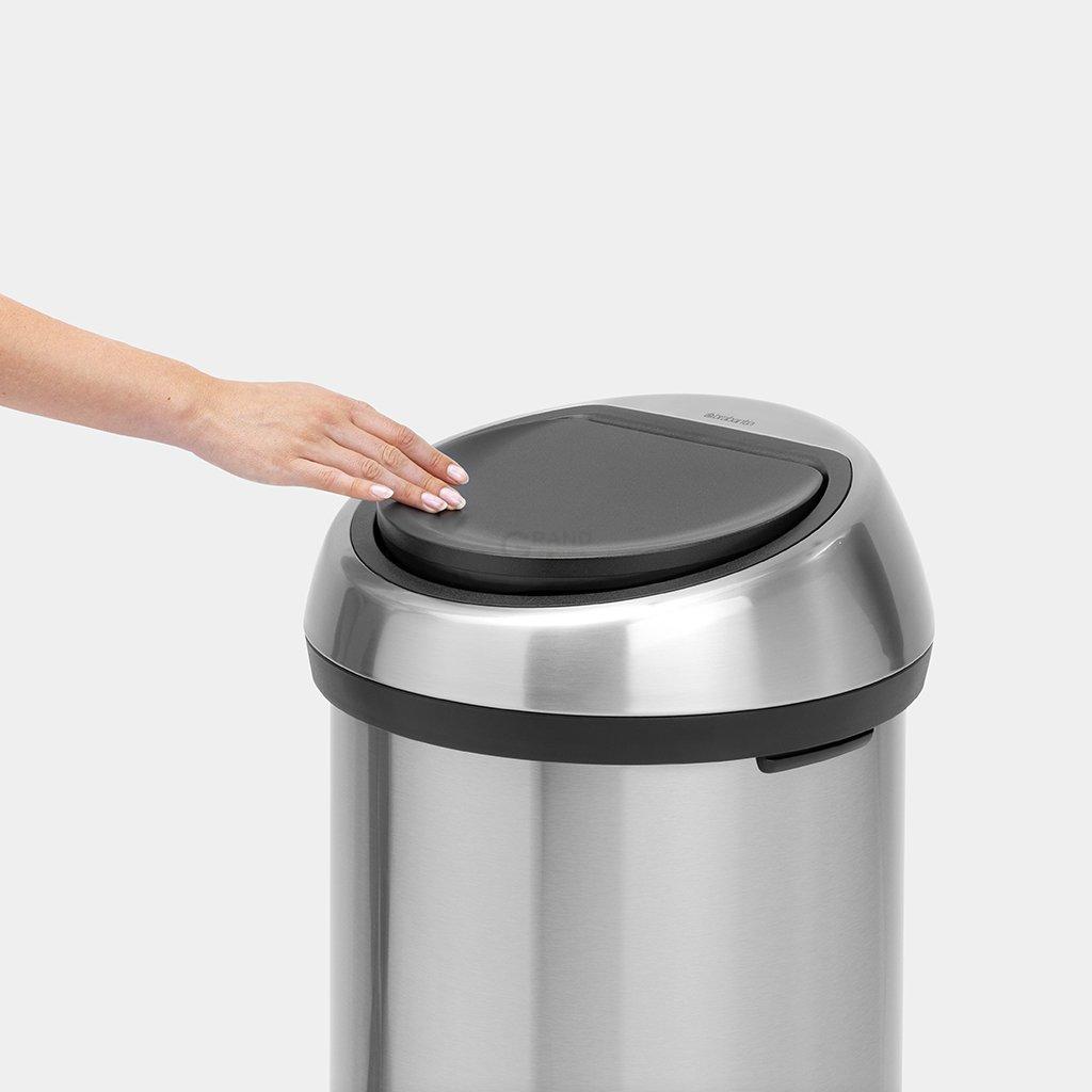 Brabantia Мусорный бак 60 л матовый стальной с защитой от отпечатков пальцев Touch Bin | https://grandposuda.com.ua