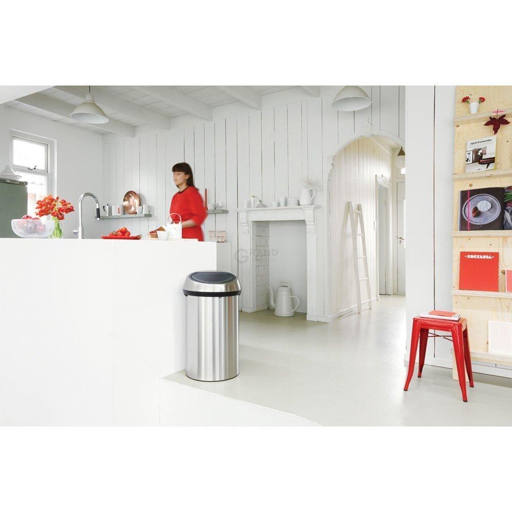 Brabantia Мусорный бак 60 л матовый стальной с защитой от отпечатков пальцев Touch Bin | https://grandposuda.com.ua