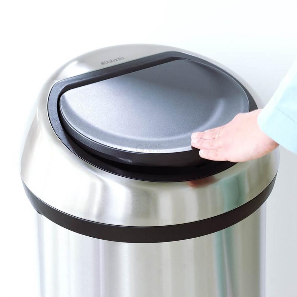 Brabantia Мусорный бак 60 л матовый стальной с защитой от отпечатков пальцев Touch Bin | https://grandposuda.com.ua