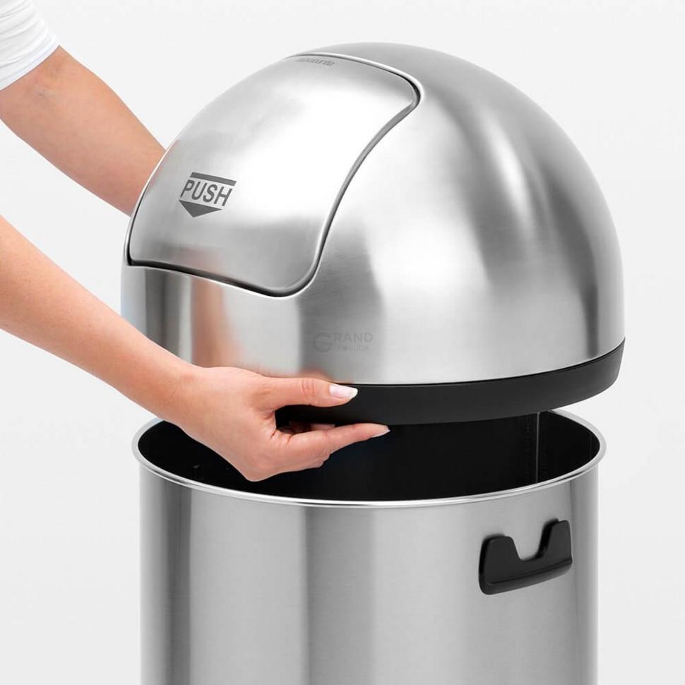 Brabantia Мусорный бак 60 л матовый стальной Push Bin | https://grandposuda.com.ua
