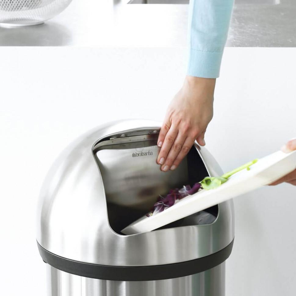 Brabantia Мусорный бак 60 л матовый стальной Push Bin | https://grandposuda.com.ua