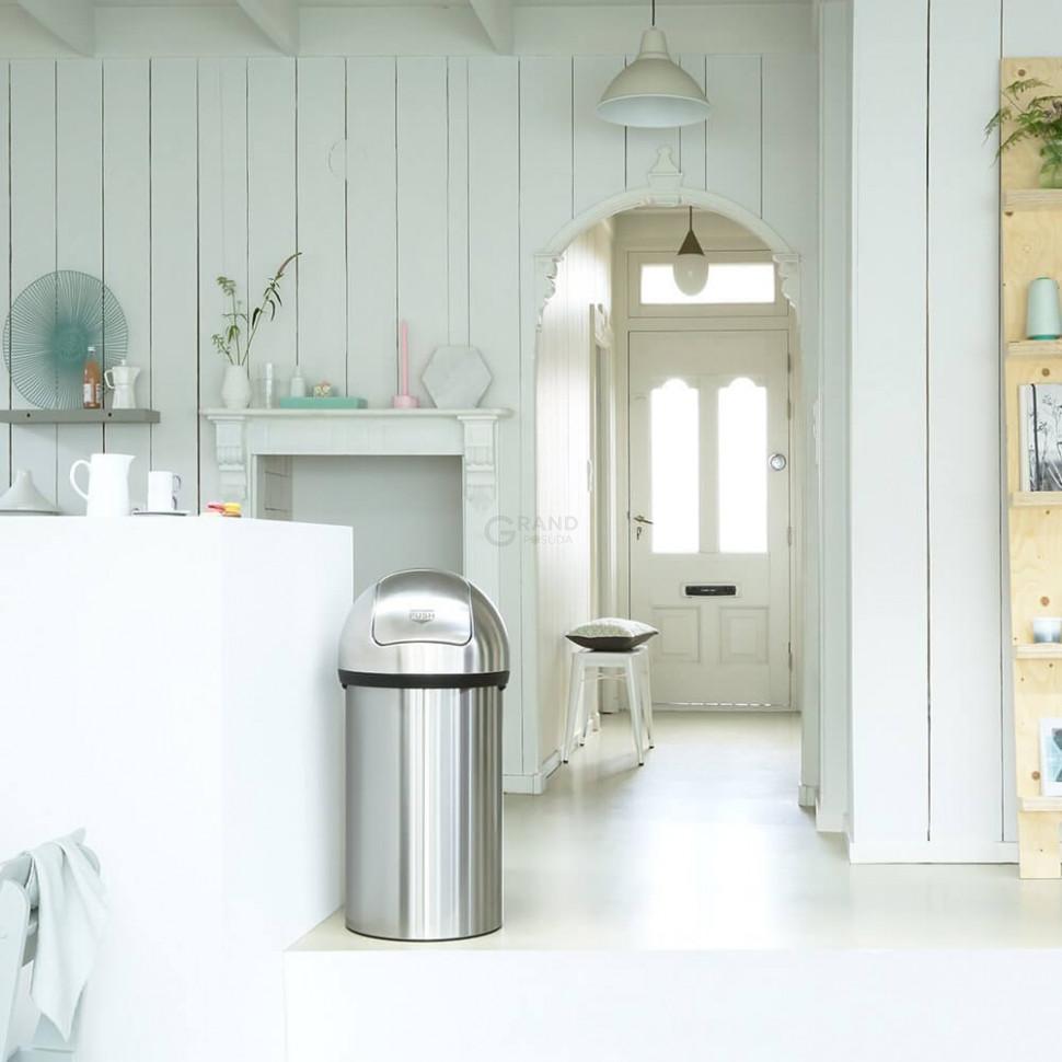 Brabantia Мусорный бак 60 л матовый стальной Push Bin | https://grandposuda.com.ua