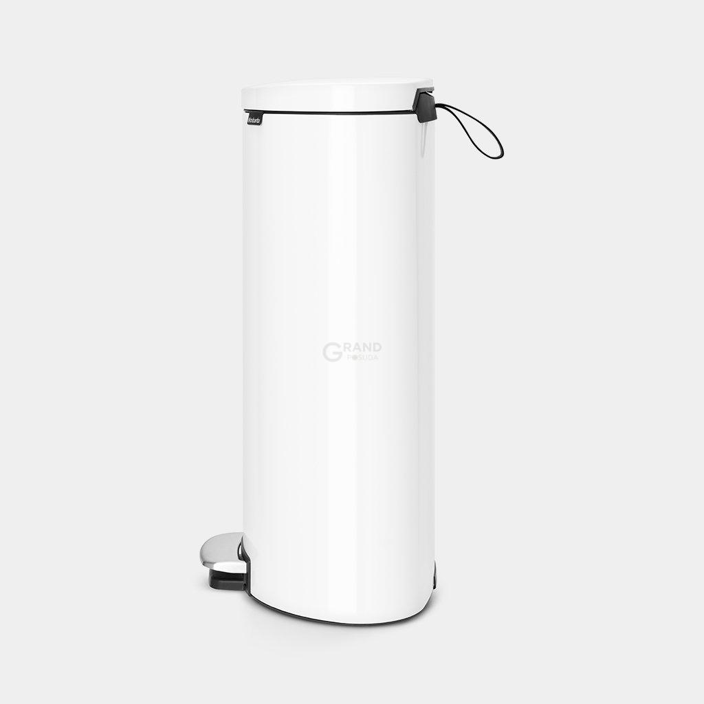 Brabantia Сміттєвий бак з педаллю 30 л безшумний білий Flatback + | https://grandposuda.com.ua