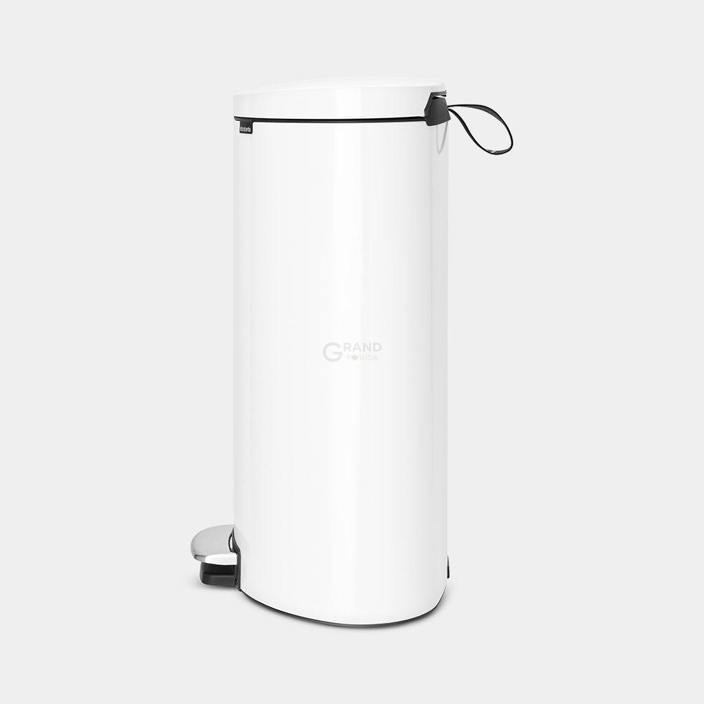 Brabantia Сміттєвий бак з педаллю 40 л безшумний білий Flatback + | https://grandposuda.com.ua