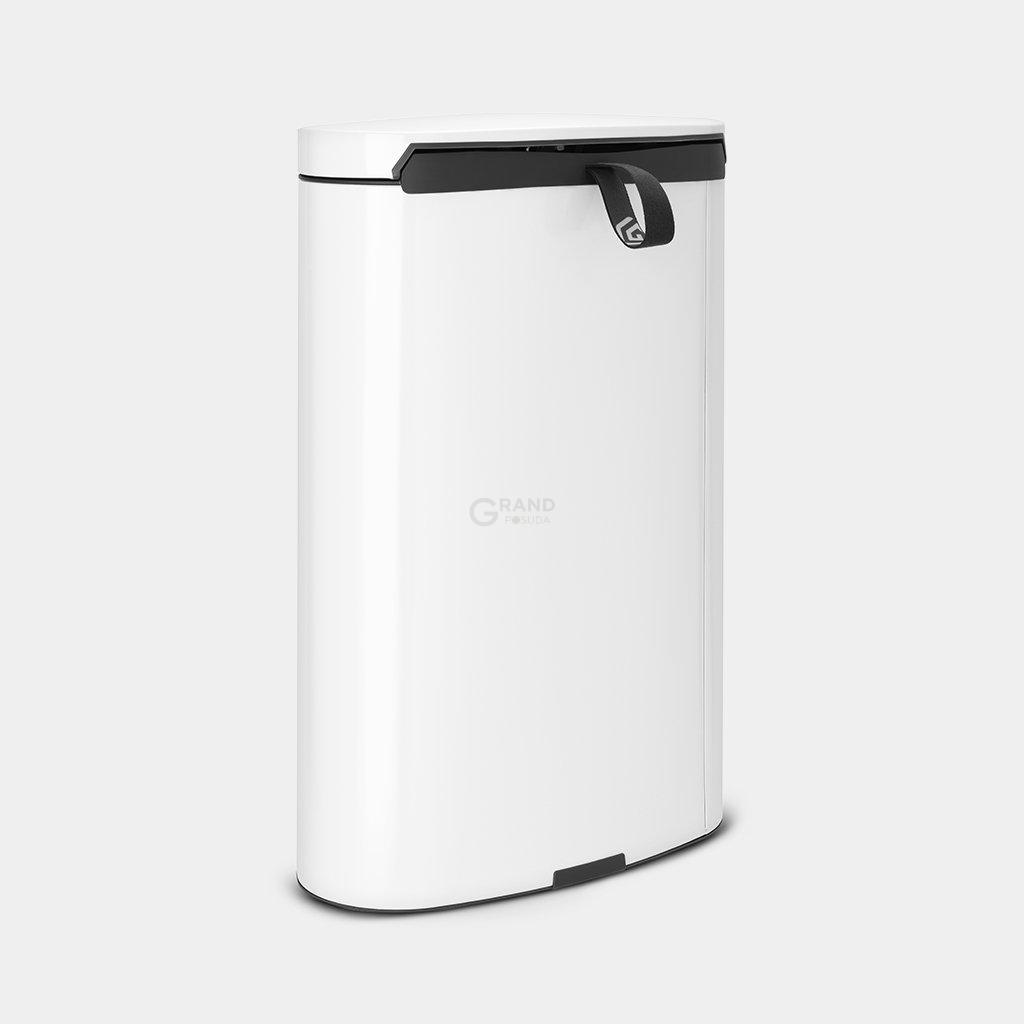 Brabantia Сміттєвий бак з педаллю 40 л безшумний білий Flatback + | https://grandposuda.com.ua