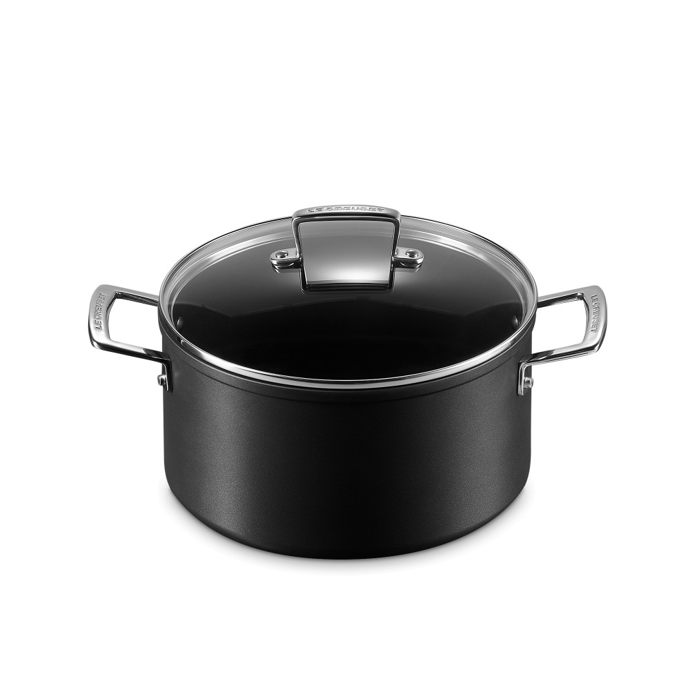 Le Creuset Кастрюля с стеклянной крышкой глубокая 6 л черная | https://grandposuda.com.ua