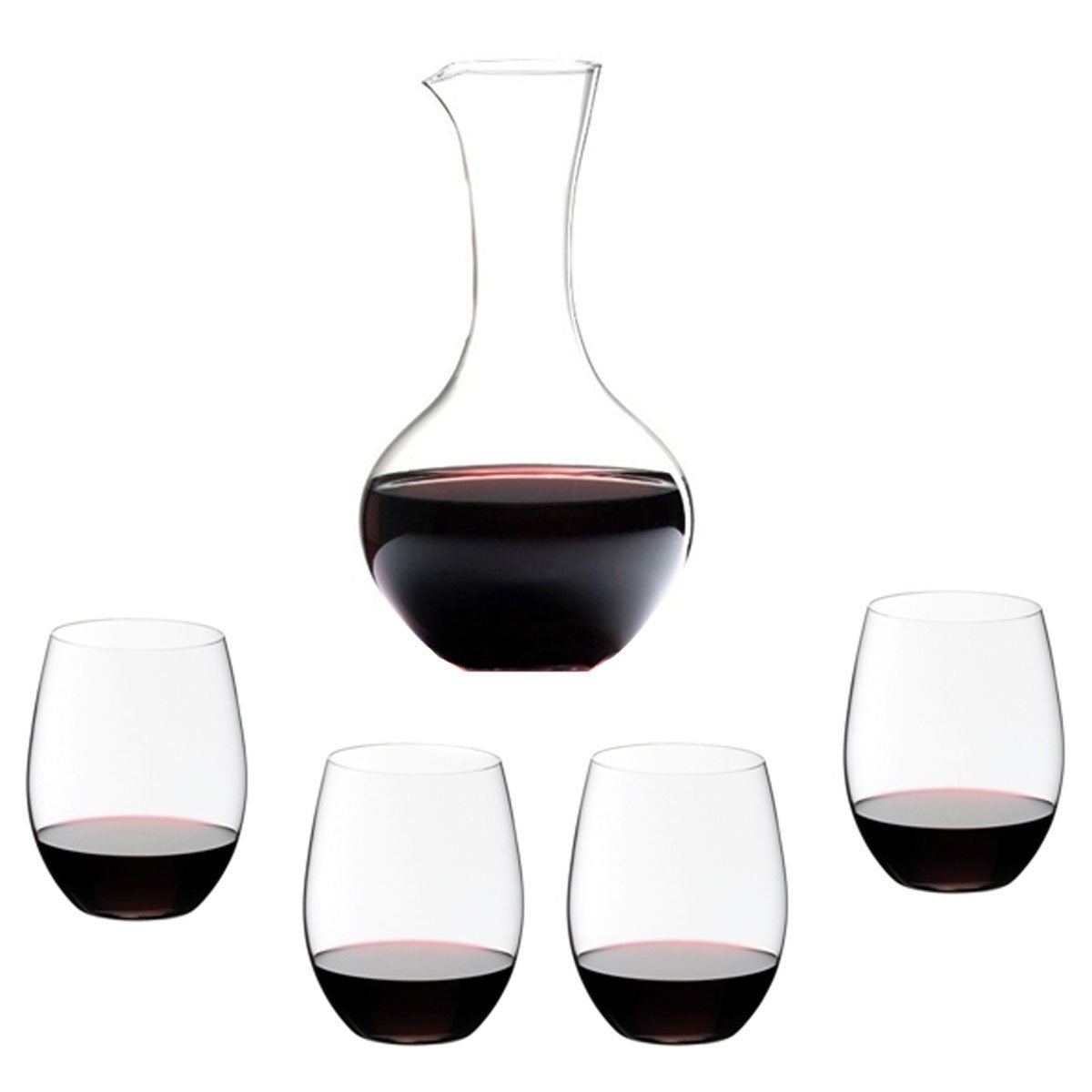 Riedel Декантер и набор бокалов, 5 предметов, бессвинцовый хрусталь, O | https://grandposuda.com.ua