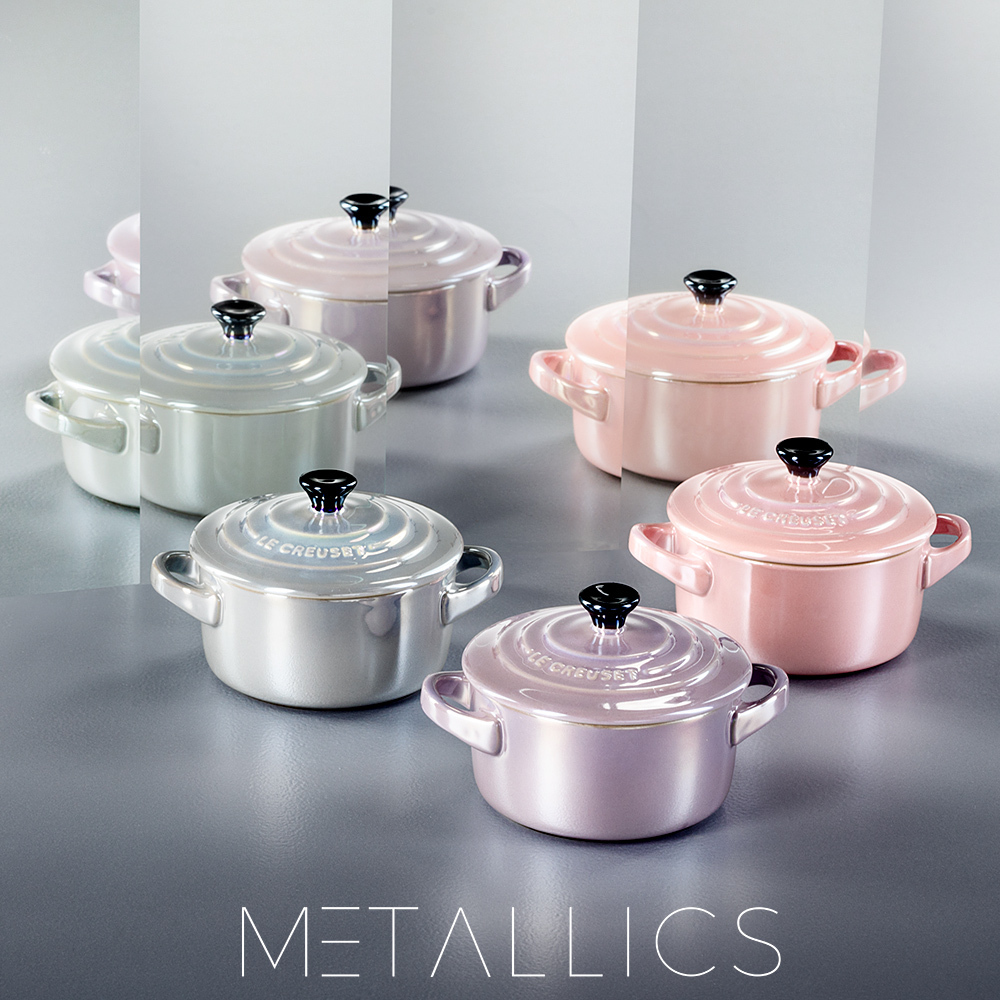 Le Creuset Міні-каструля / жаровня 10 см, Metallic Chiffon Pink | https://grandposuda.com.ua