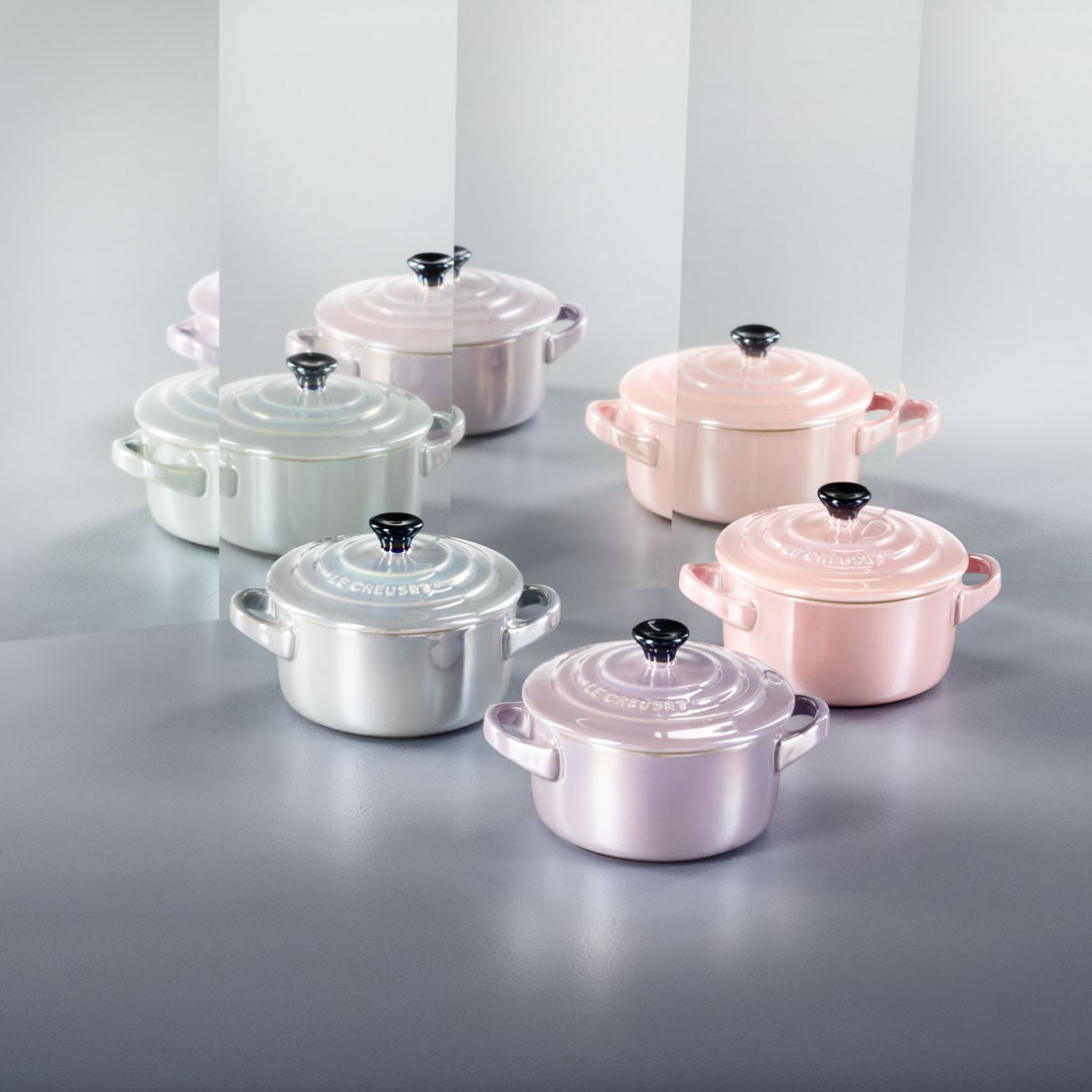 Le Creuset Міні-Кокотница з кришкою 10 см, бірюзова Cool Mint Metallic | https://grandposuda.com.ua