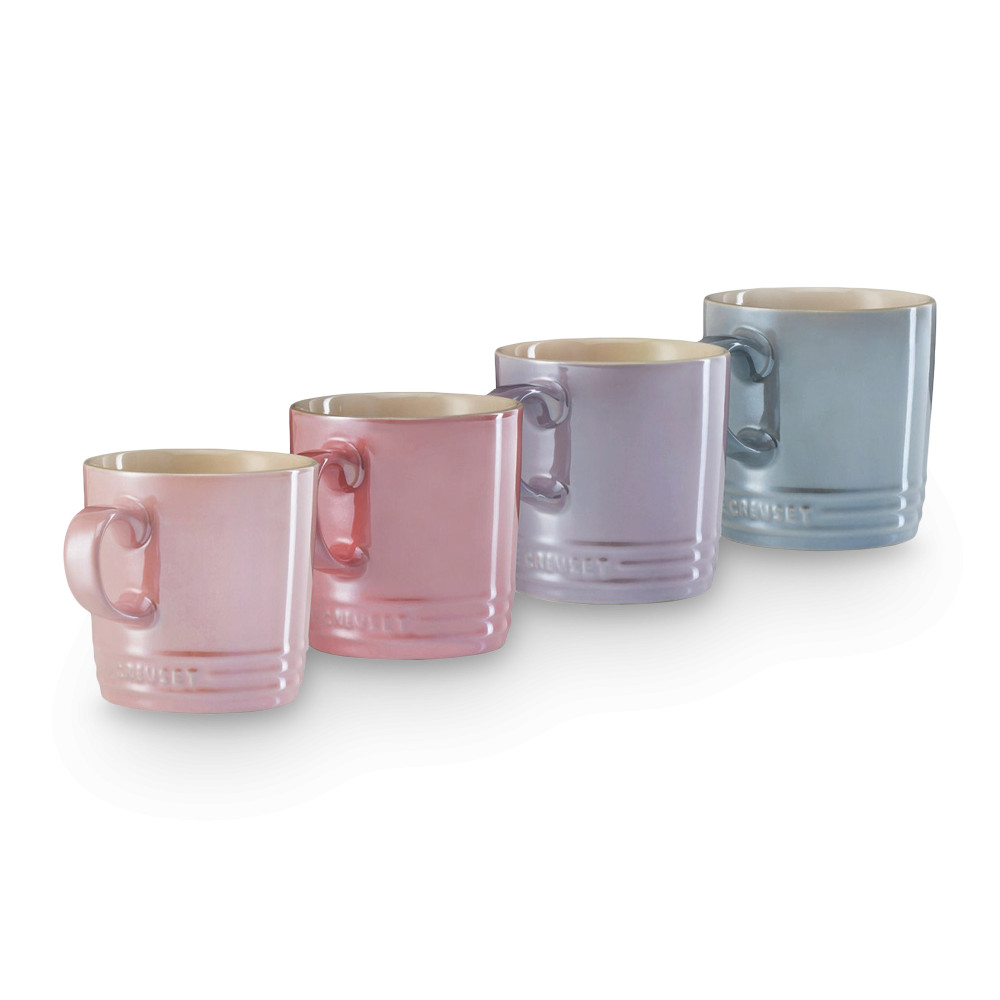 Le Creuset Набор кружек 4 предмета 350 мл розовый/фиолетовый Metallics | https://grandposuda.com.ua