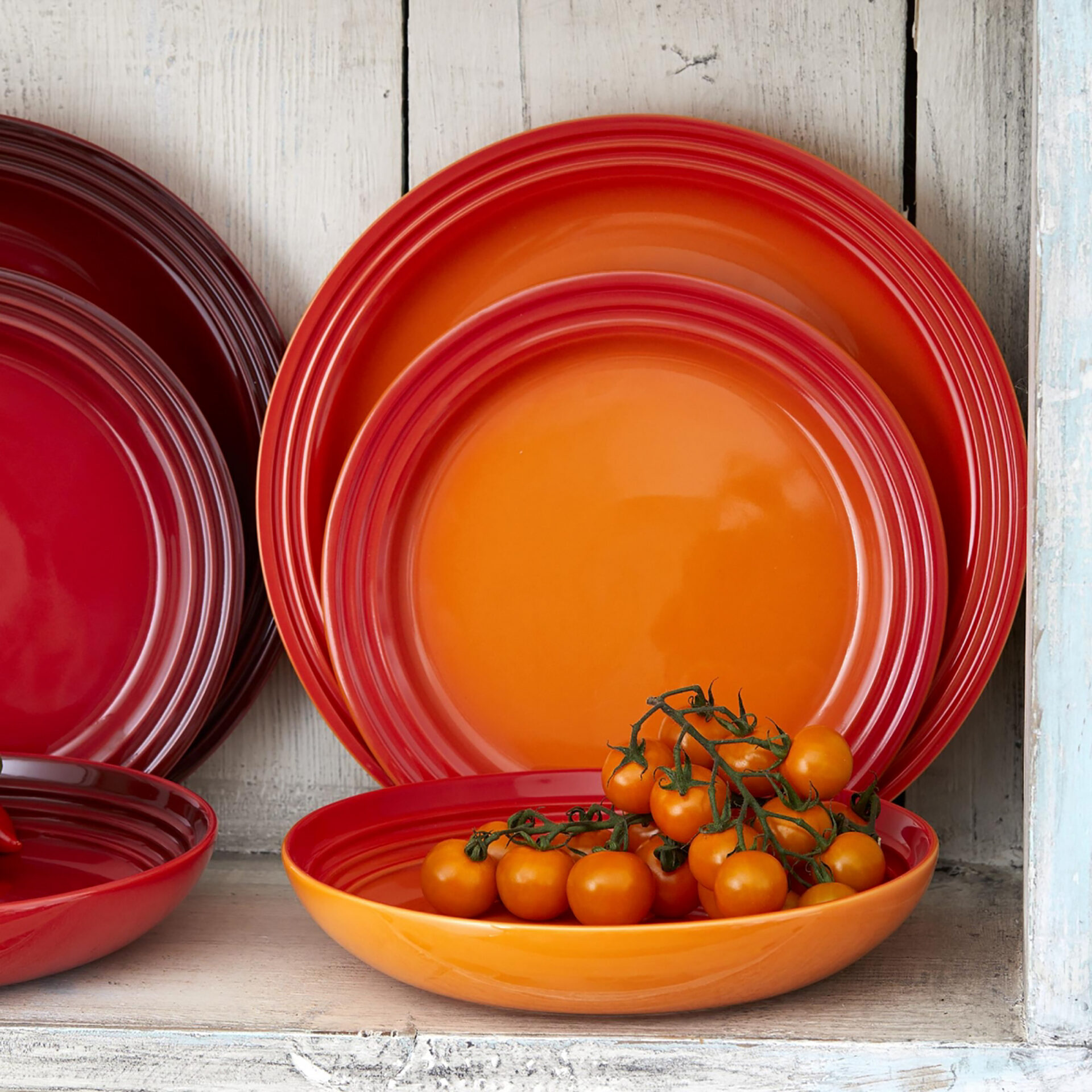 Le Creuset Тарелка для завтрака 21,8 см оранжевая Flame | https://grandposuda.com.ua