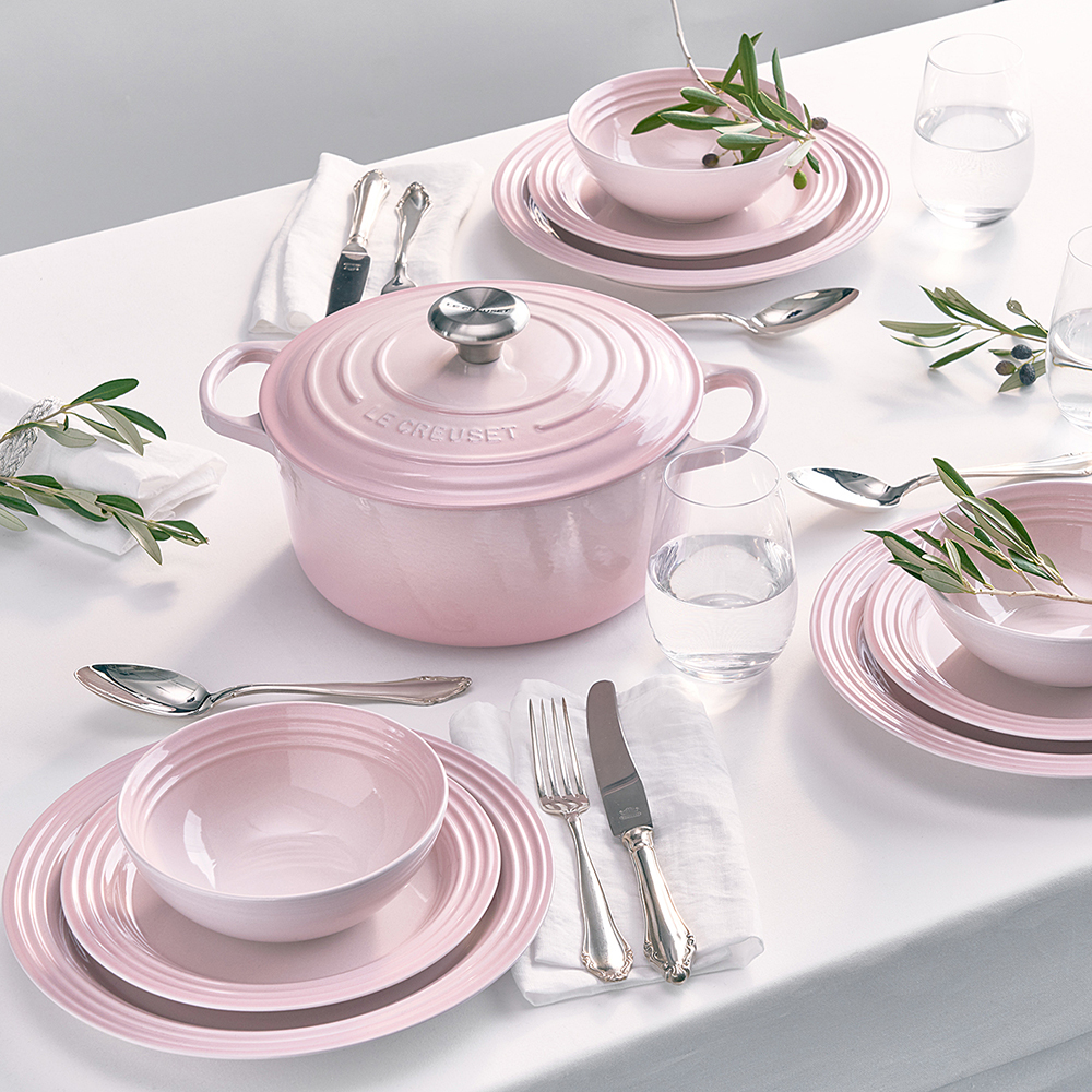Le Creuset Тарелка для завтрака 21,8 см розовая Shell Pink | https://grandposuda.com.ua