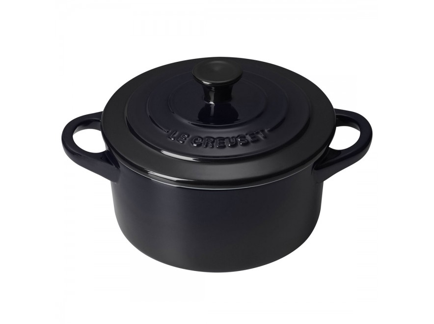 Le Creuset Міні-Кокотница з кришкою 10 см, чорна Black | https://grandposuda.com.ua