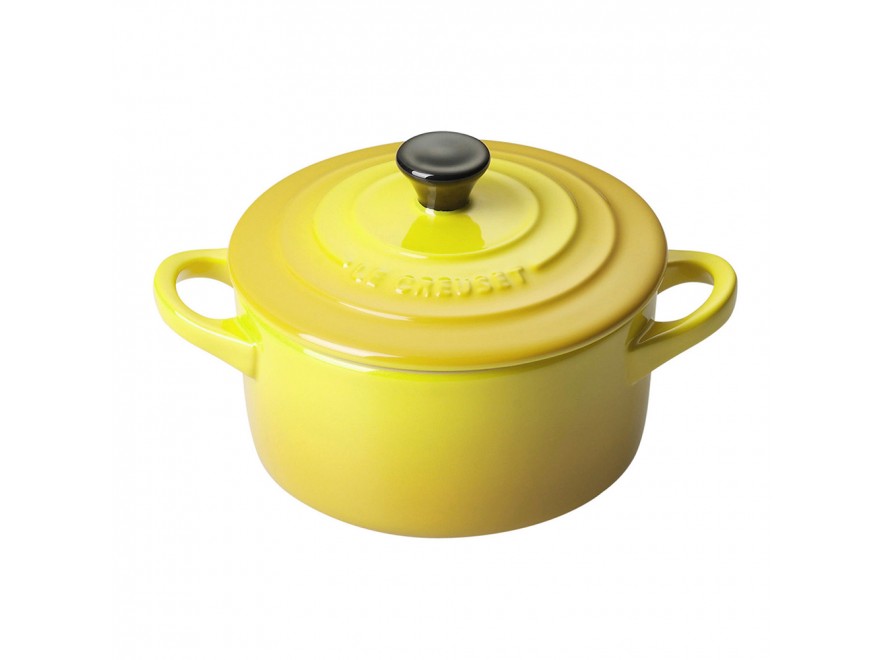 Le Creuset Міні-Кокотница з кришкою 10 см, жовта Citrus | https://grandposuda.com.ua