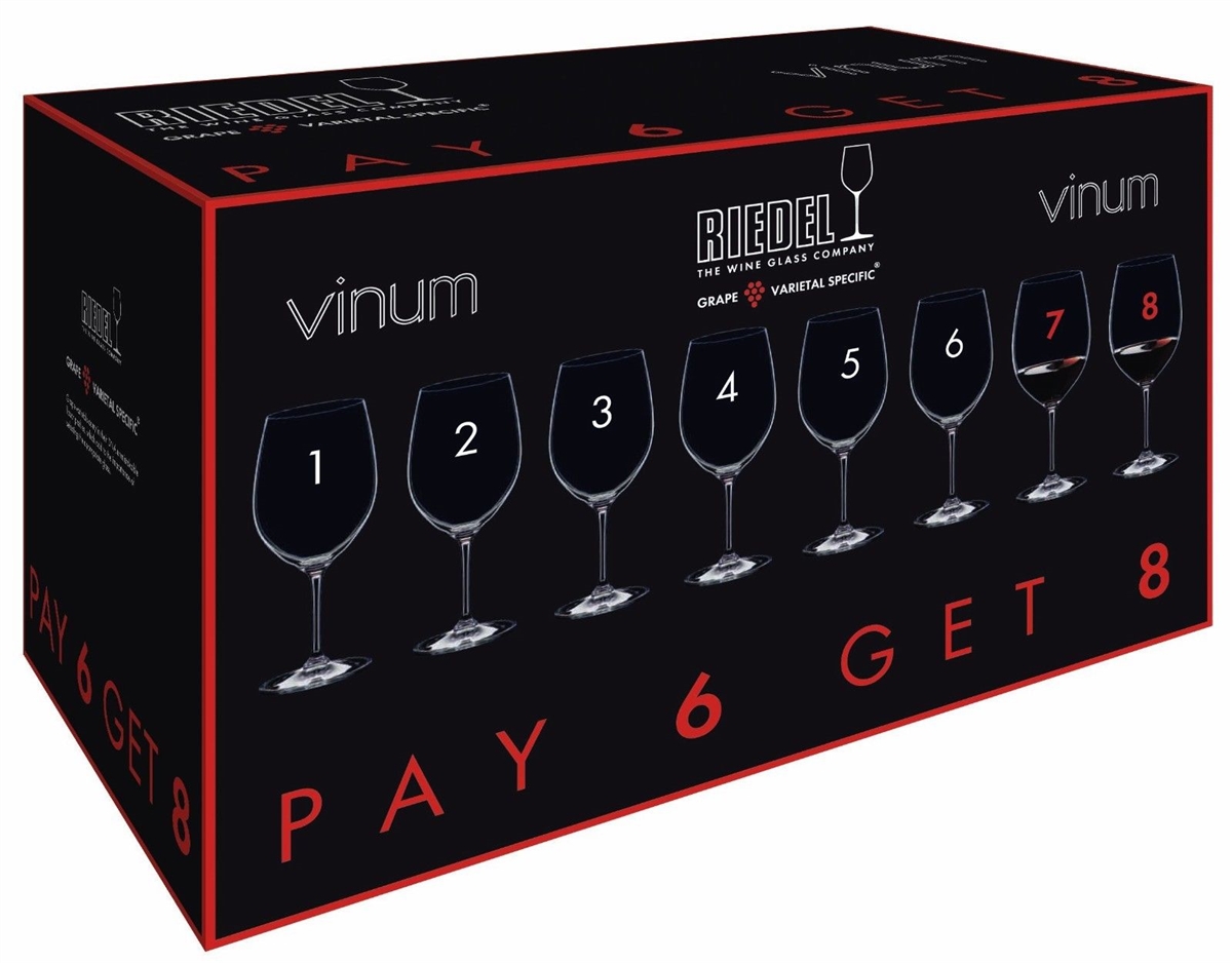 Riedel Набор бокалов Bordeaux 610 мл, 6 шт + 2 в подарок, хрусталь, Vinum | https://grandposuda.com.ua