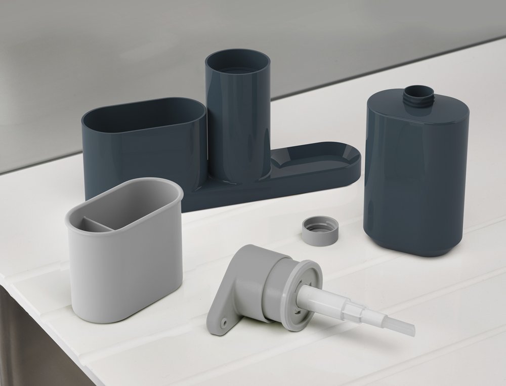 Joseph Joseph Органайзер для раковины с дозатором для мыла серый SinkBase Sink Tidy Set | https://grandposuda.com.ua