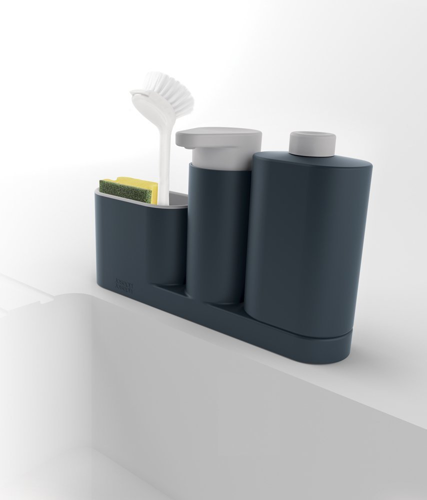 Joseph Joseph Органайзер для раковины с дозатором для мыла серый SinkBase Sink Tidy Set | https://grandposuda.com.ua