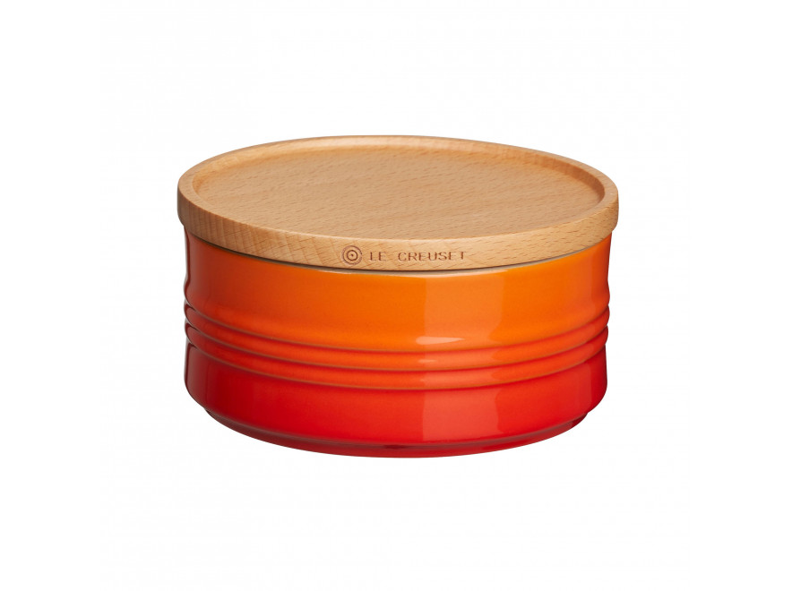 Le Creuset Емкость для хранения с деревянной крышкой 6 см, оранжевая | https://grandposuda.com.ua
