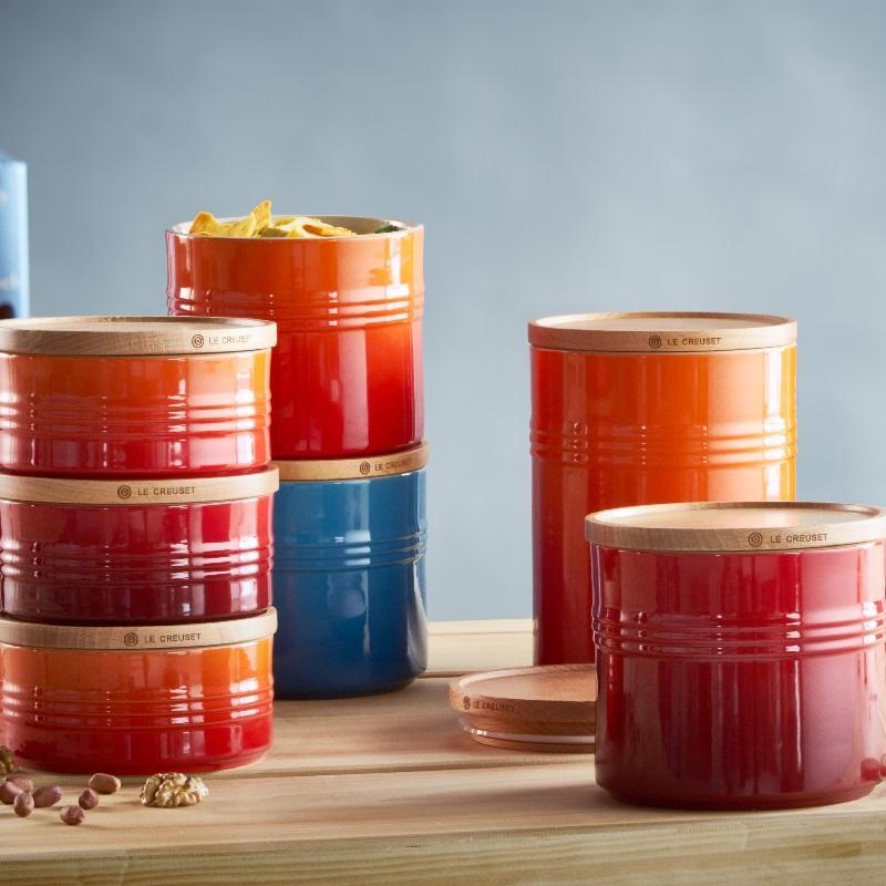 Le Creuset Емкость для хранения с деревянной крышкой 6 см, Deep Teal | https://grandposuda.com.ua