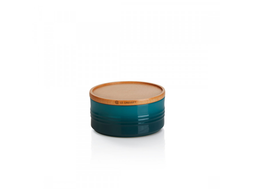Le Creuset Емкость для хранения с деревянной крышкой 6 см, Deep Teal | https://grandposuda.com.ua