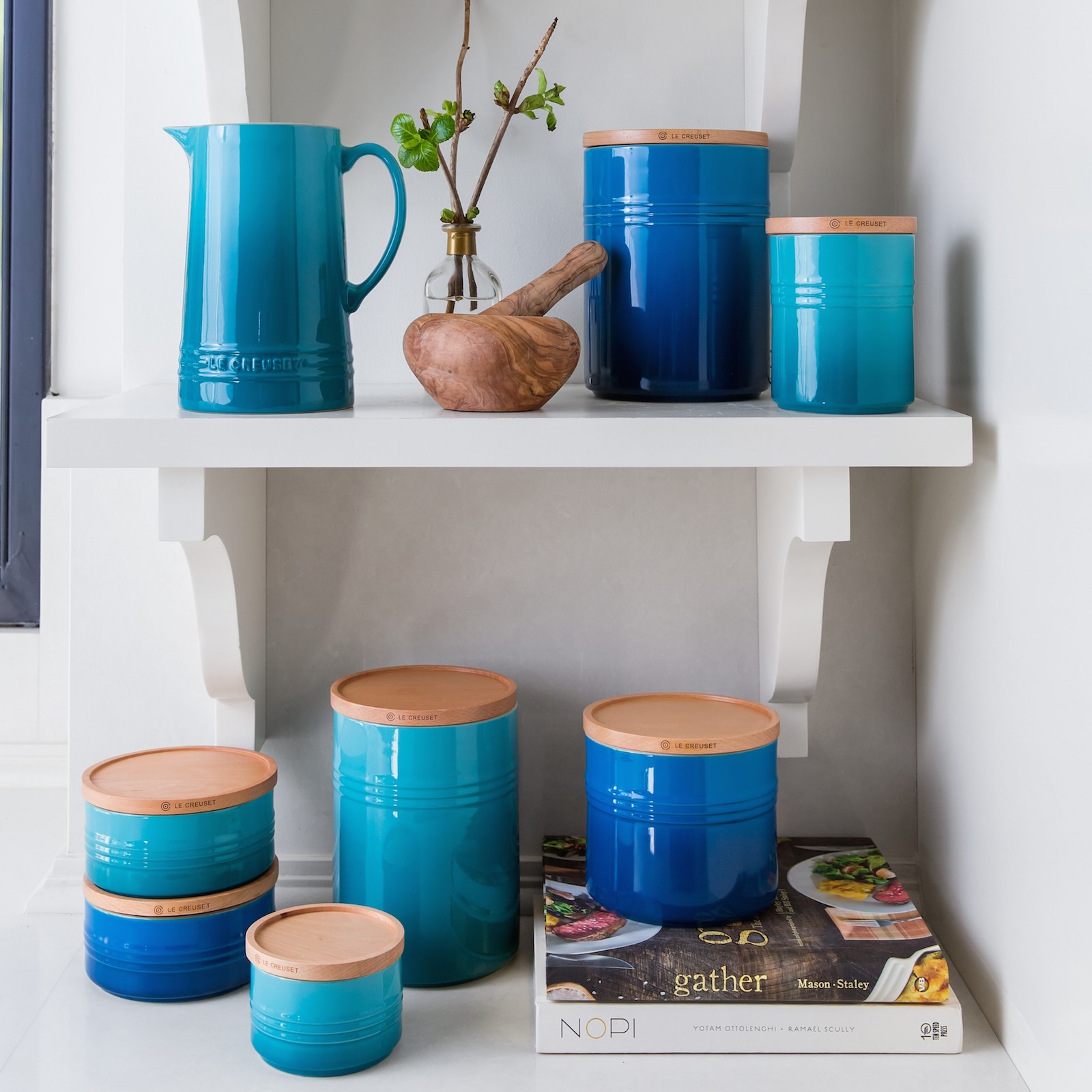 Le Creuset Емкость для хранения с деревянной крышкой 12 см, оранжевая | https://grandposuda.com.ua