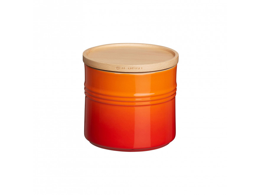 Le Creuset Емкость для хранения с деревянной крышкой 12 см, оранжевая | https://grandposuda.com.ua